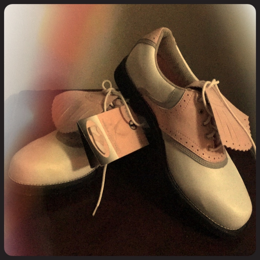 Pink & white golf shoes